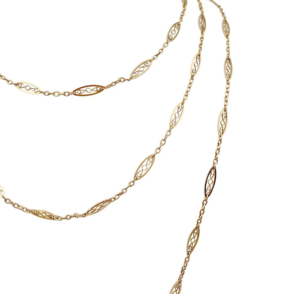 Filigree long necklace in yellow gold - Image 2