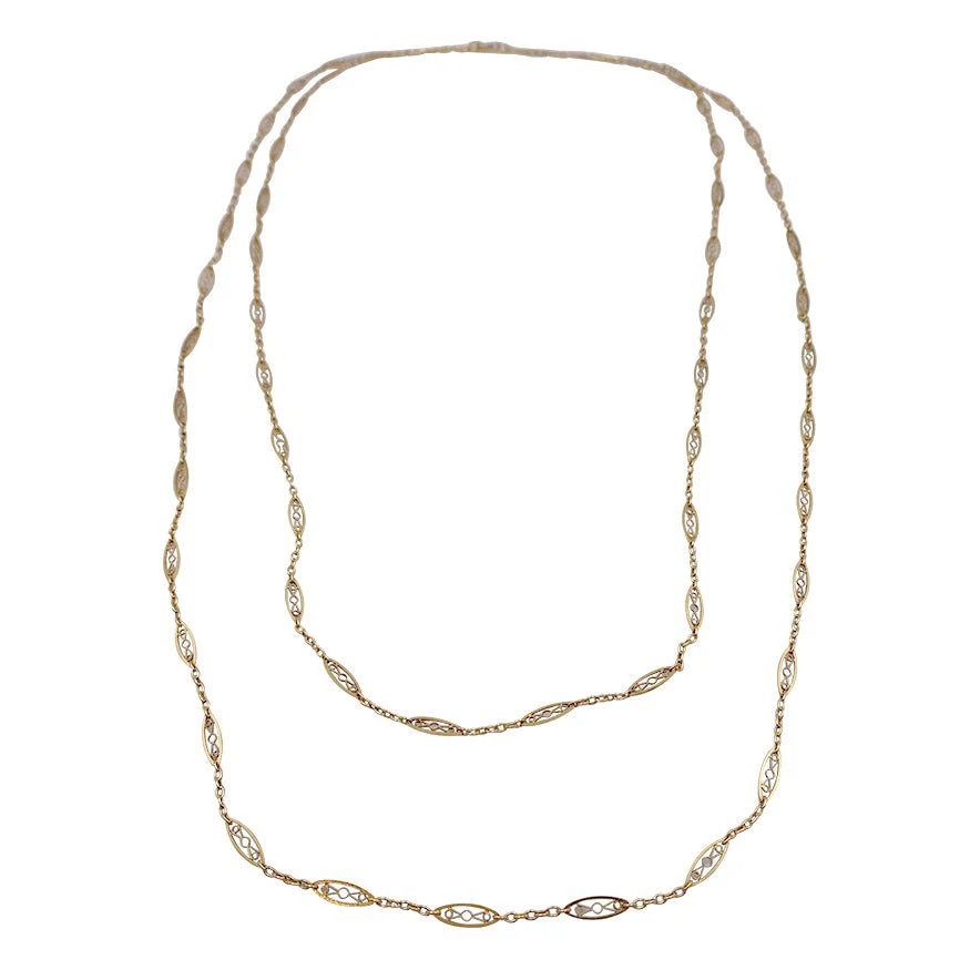Filigree long necklace in yellow gold - Image 3