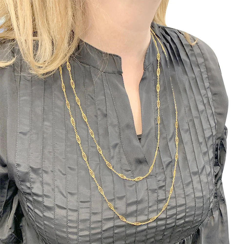 Filigree long necklace in yellow gold - Image 4