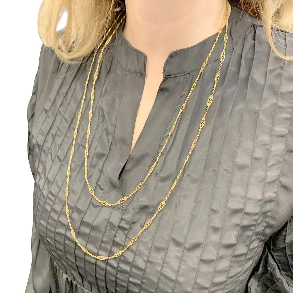 Filigree long necklace in yellow gold - Image 5