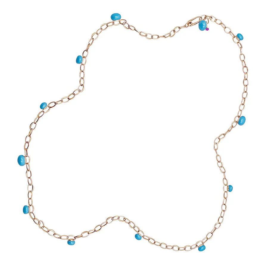Pomellato long necklace, "Capri", pink gold, turquoise ceramic. - Image 3