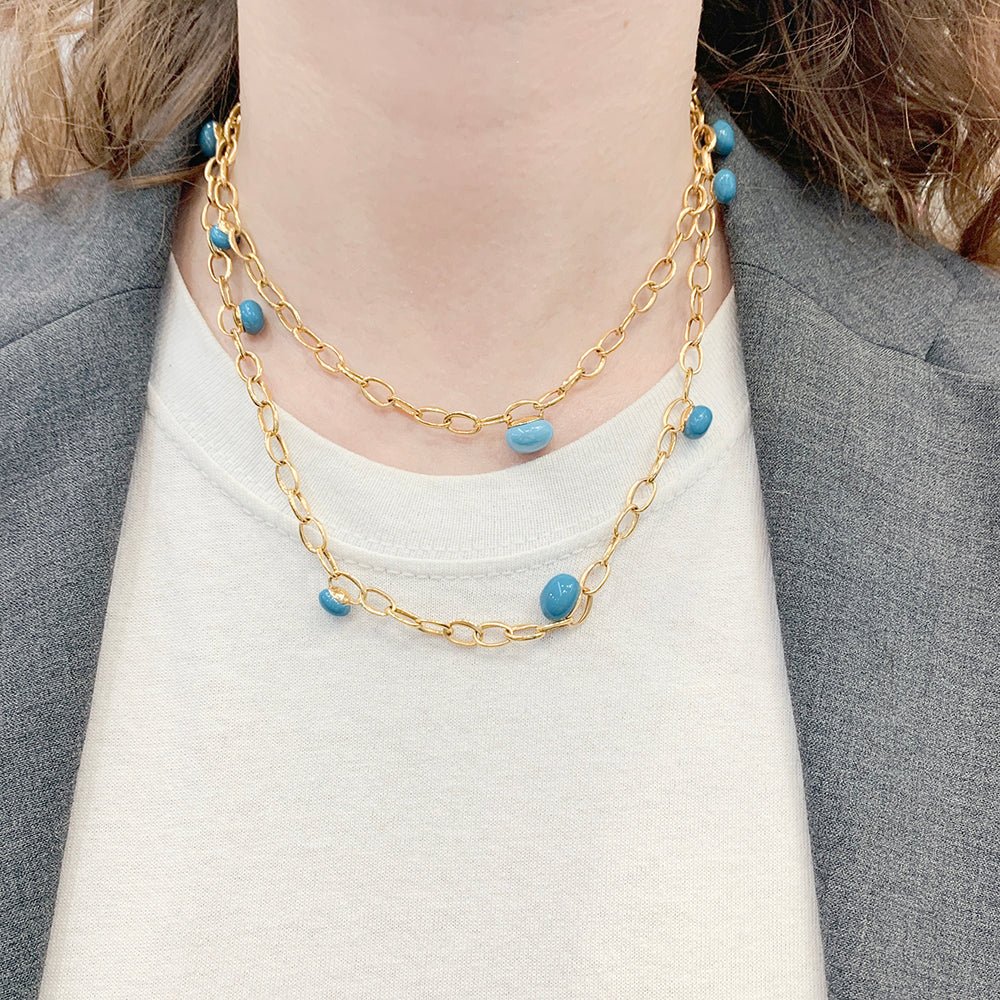 Pomellato long necklace, "Capri", pink gold, turquoise ceramic. - Image 5
