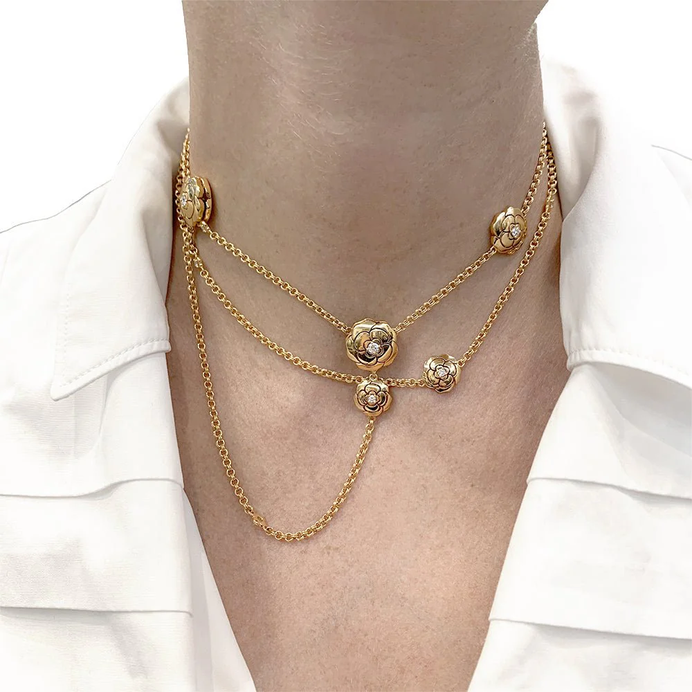 Chanel transformable long necklace, “Les Infinis de Camélia”, in pink gold, diamonds. - Image 5