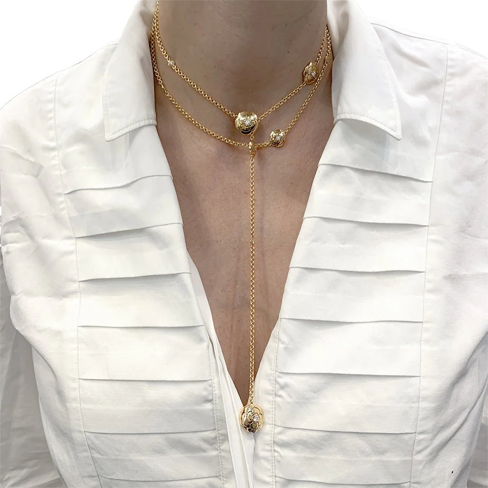 Chanel transformable long necklace, “Les Infinis de Camélia”, in pink gold, diamonds. - Image 9