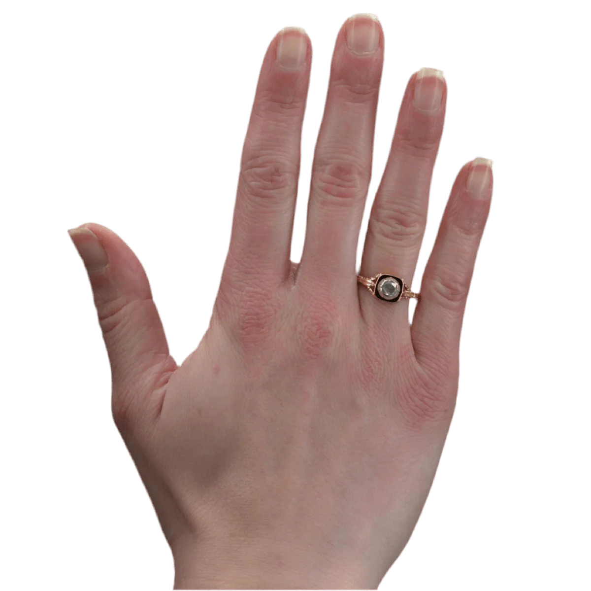 Solitaire ring in yellow gold, enamel and diamond - Image 2