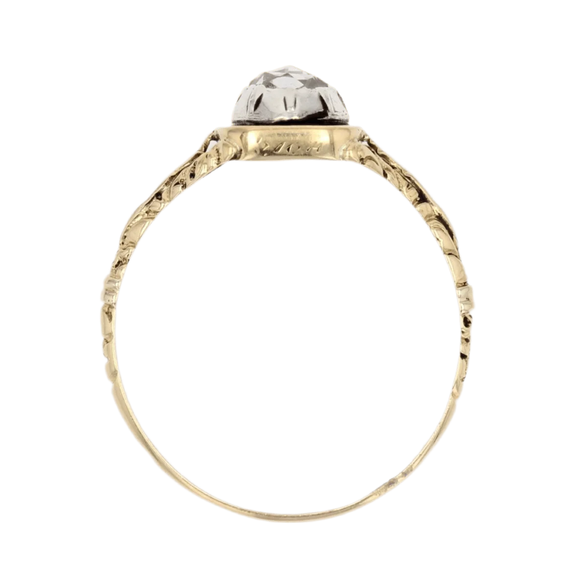Solitaire ring in yellow gold, enamel and diamond - Image 7