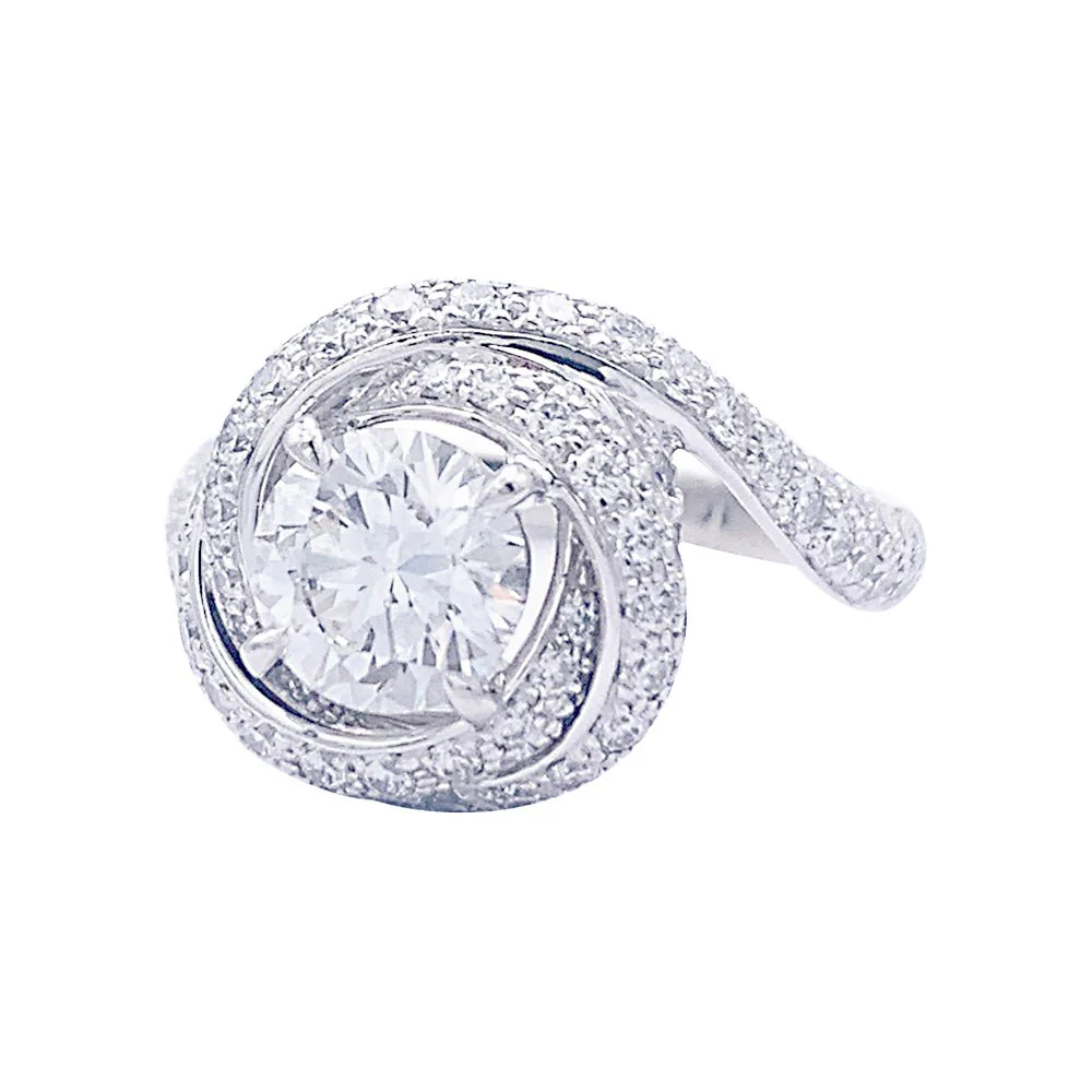 Cartier solitaire, “Trinity Ruban”, platinum and diamonds. - Image 5