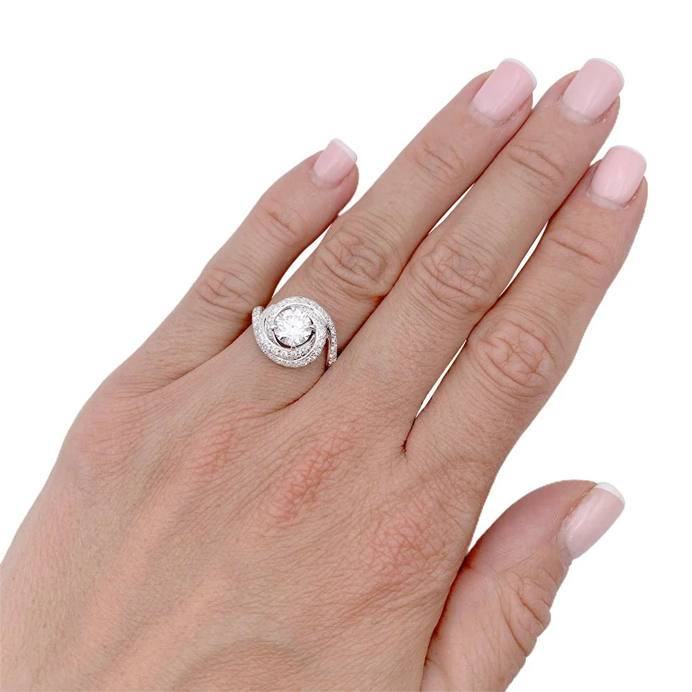 Cartier solitaire, “Trinity Ruban”, platinum and diamonds. - Image 6