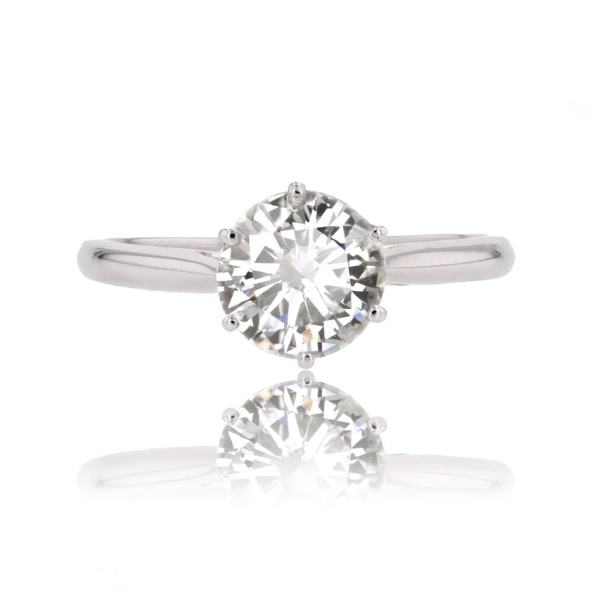 White Gold Solitaire Ring with Diamonds
