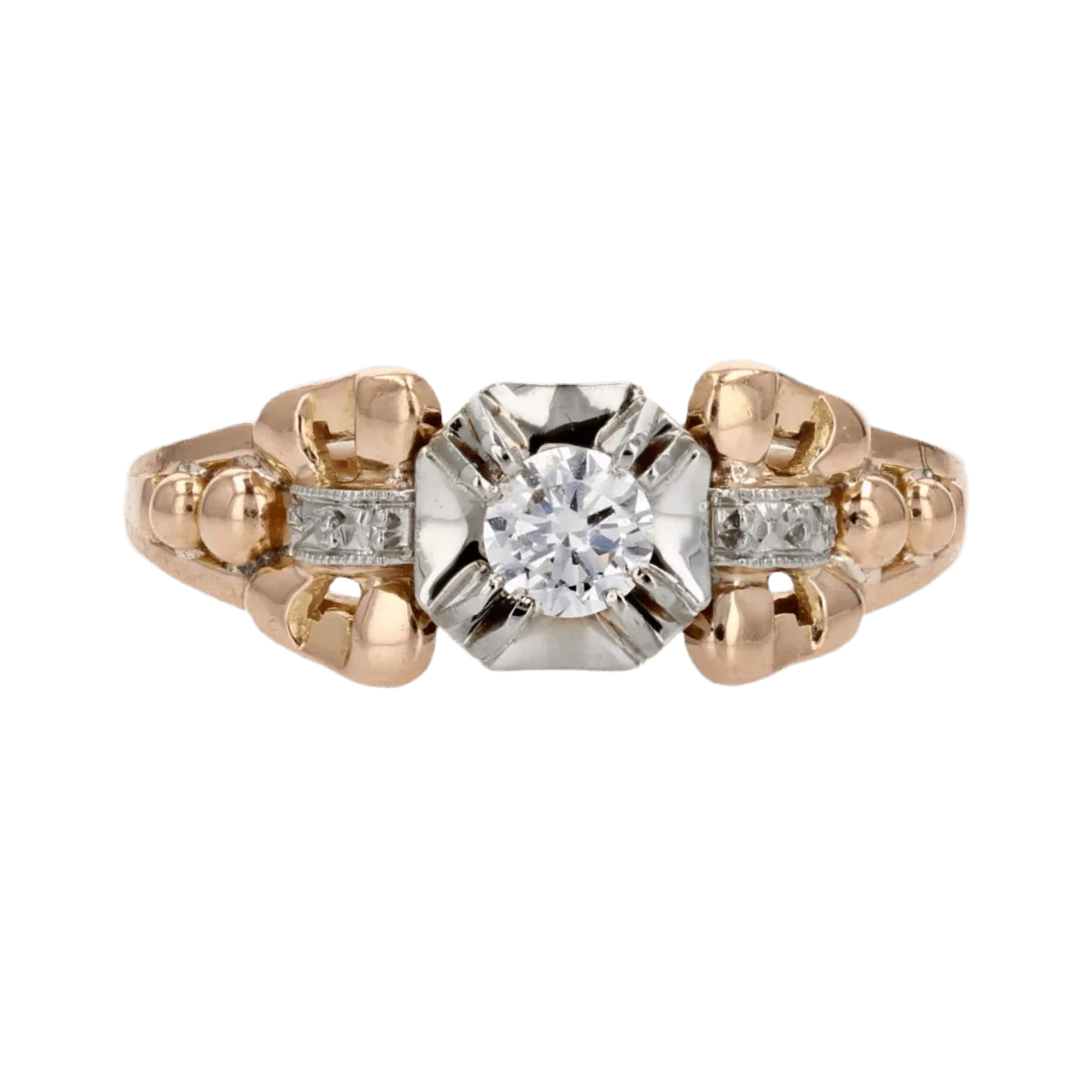 Solitaire ring in yellow gold and diamond
