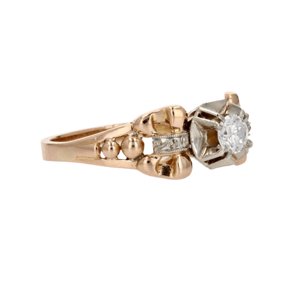 Solitaire ring in yellow gold and diamond - Image 5