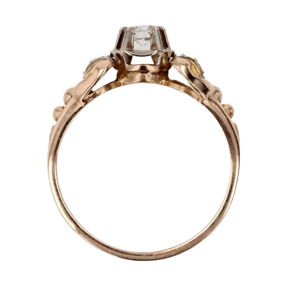 Solitaire ring in yellow gold and diamond - Image 6