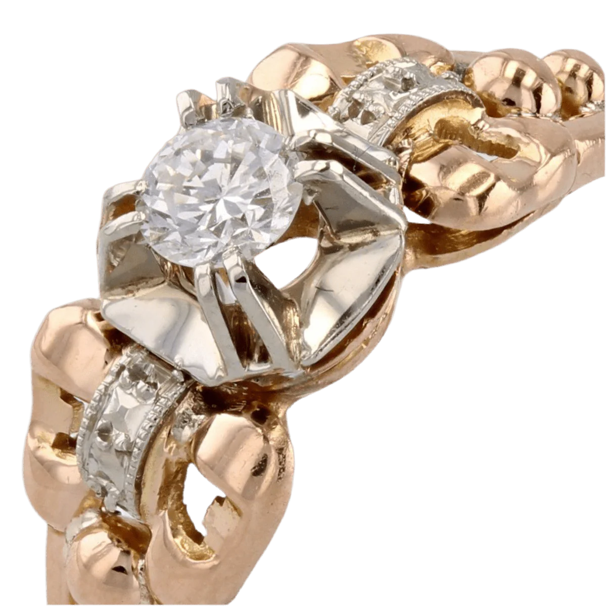 Solitaire ring in yellow gold and diamond - Image 7