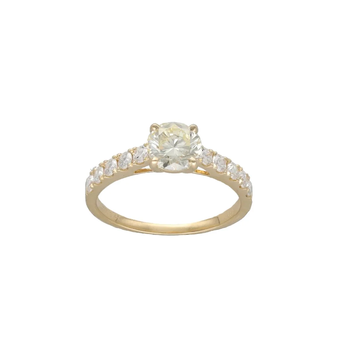 Ring Solitaire in yellow gold and diamonds
