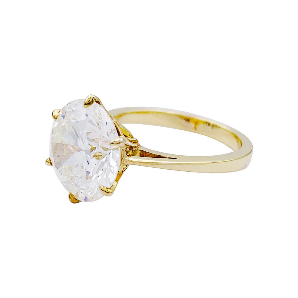 Solitaire ring in yellow gold and diamond - Image 2