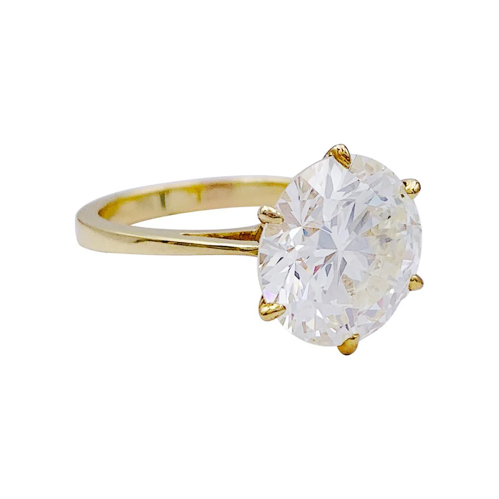 Solitaire ring in yellow gold and diamond - Image 3