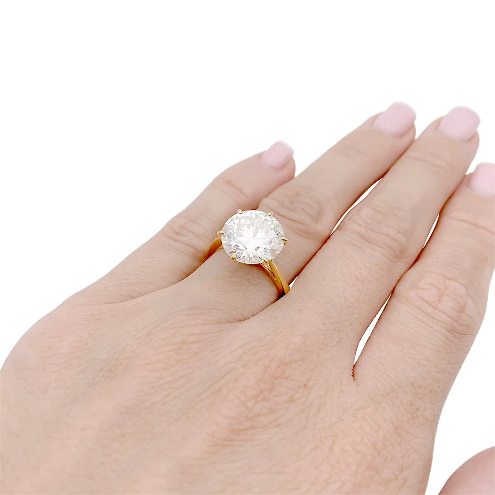 Solitaire ring in yellow gold and diamond - Image 6