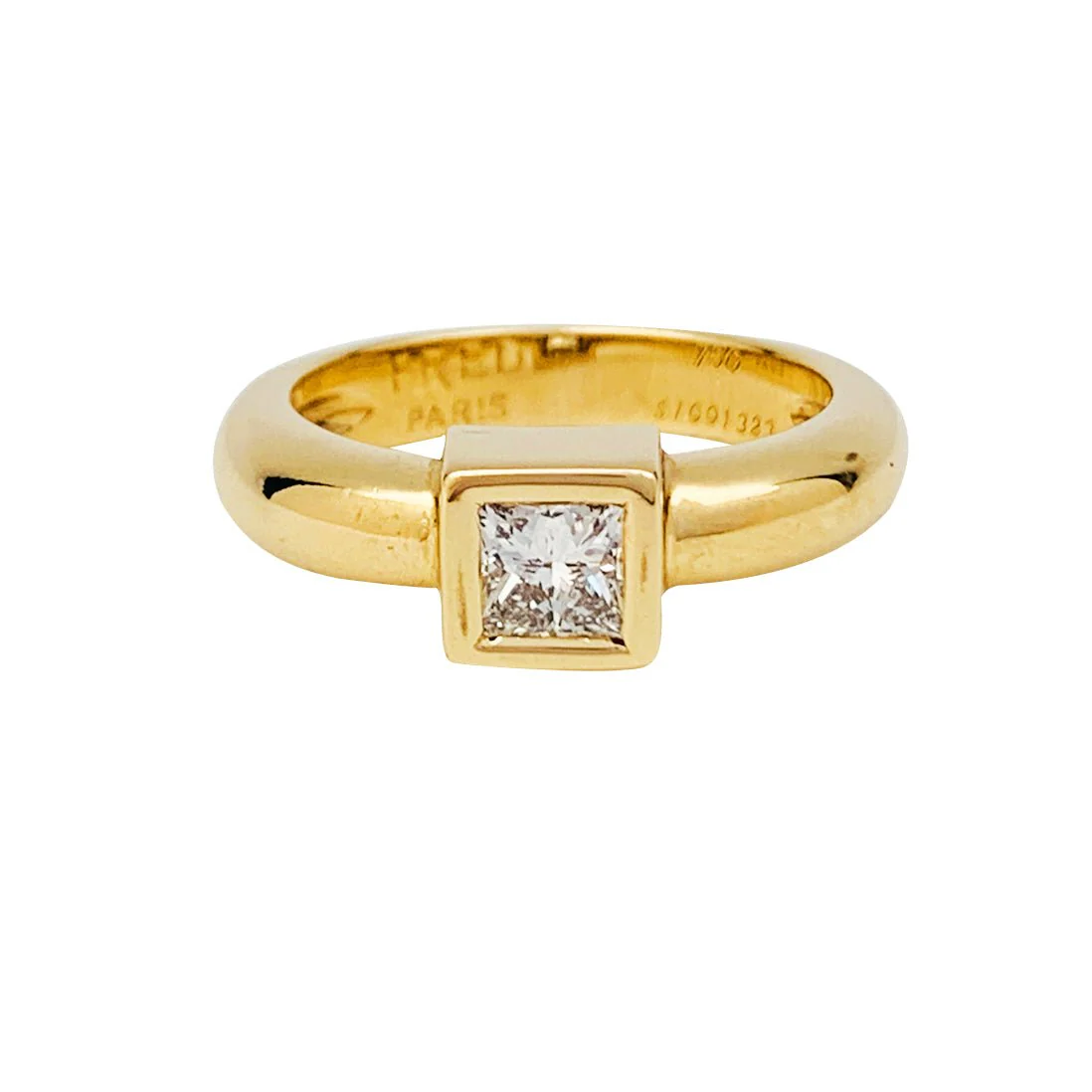 Fred Paris princess diamond solitaire, yellow gold. - Image 6