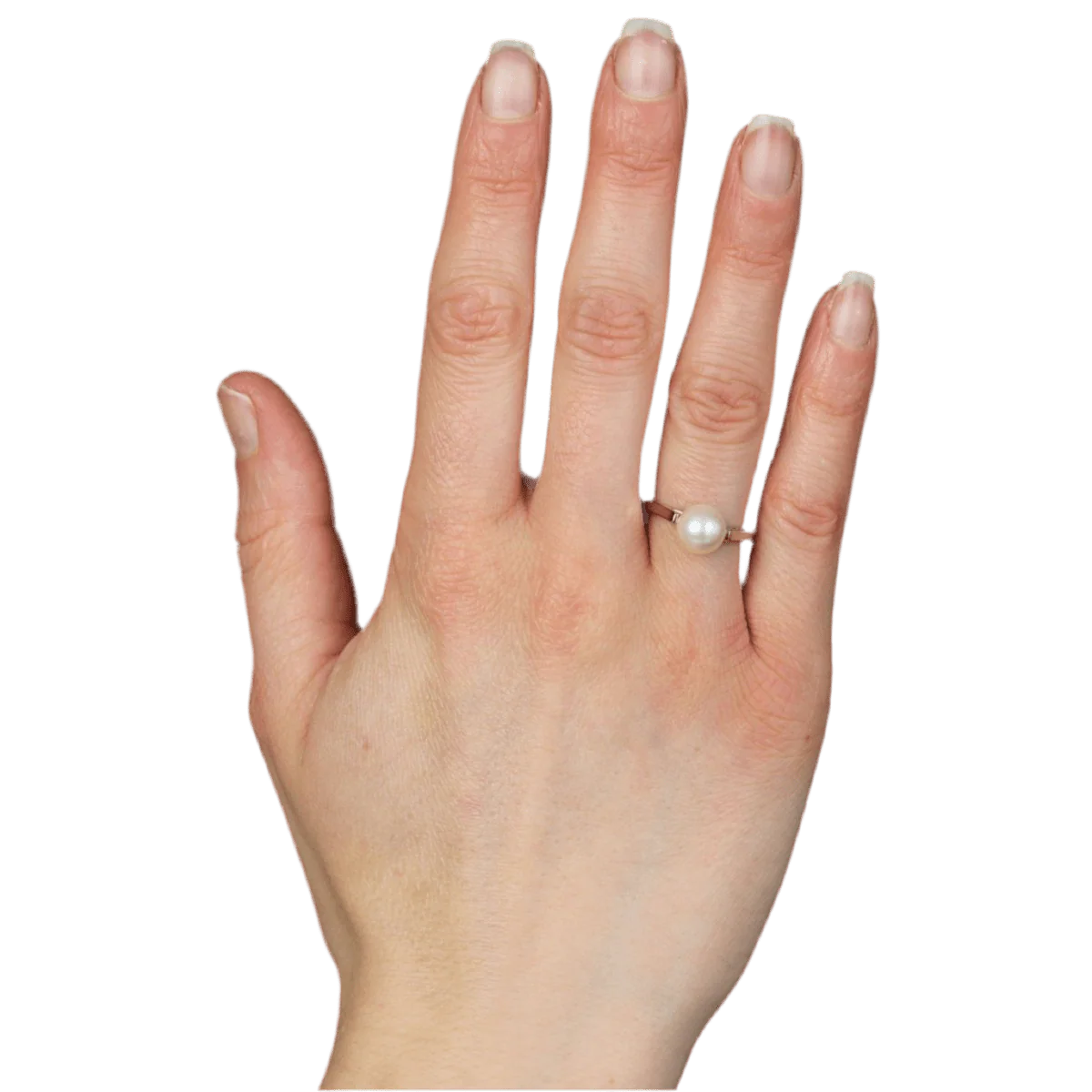 Solitaire ring in white gold and pearl - Image 2