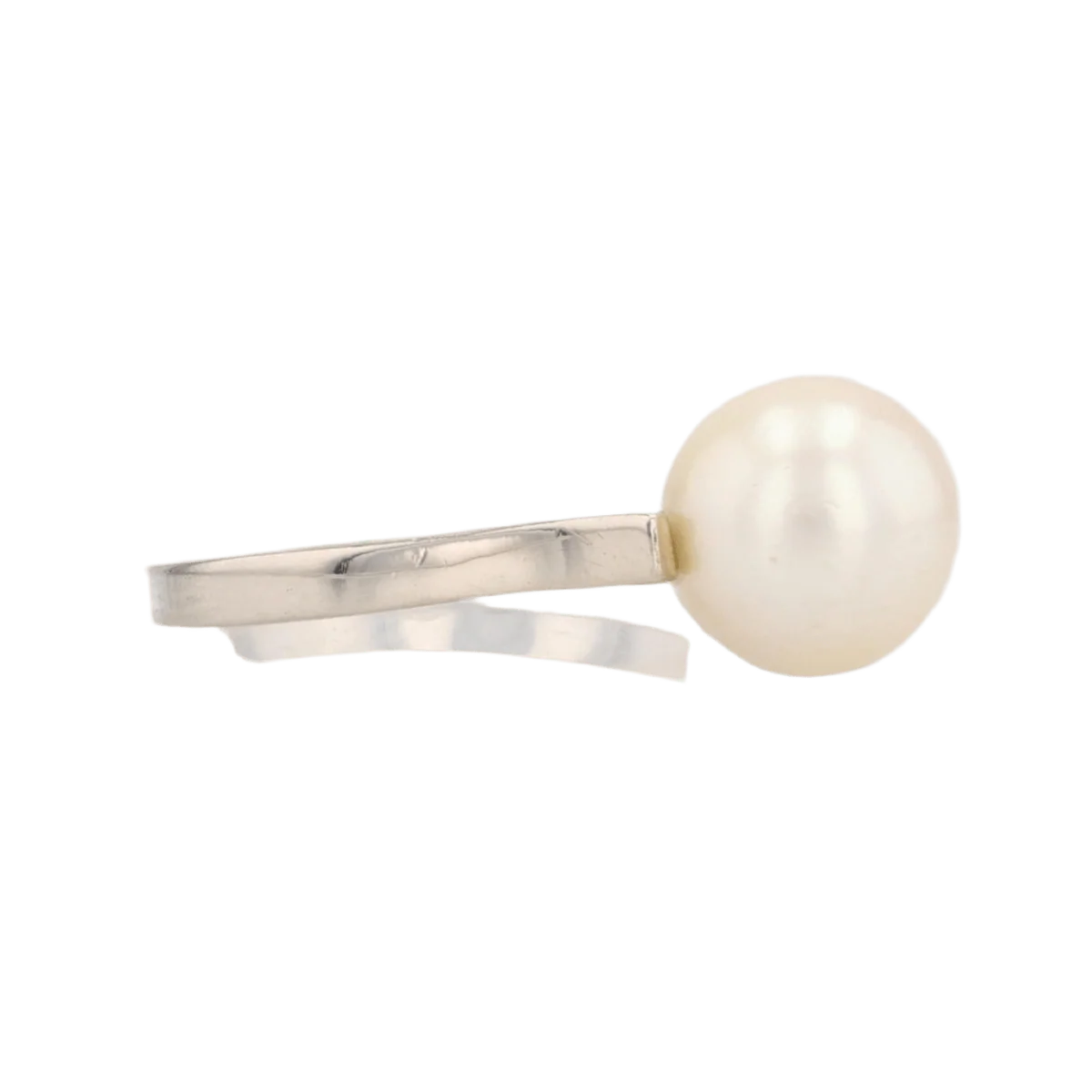 Solitaire ring in white gold and pearl - Image 5