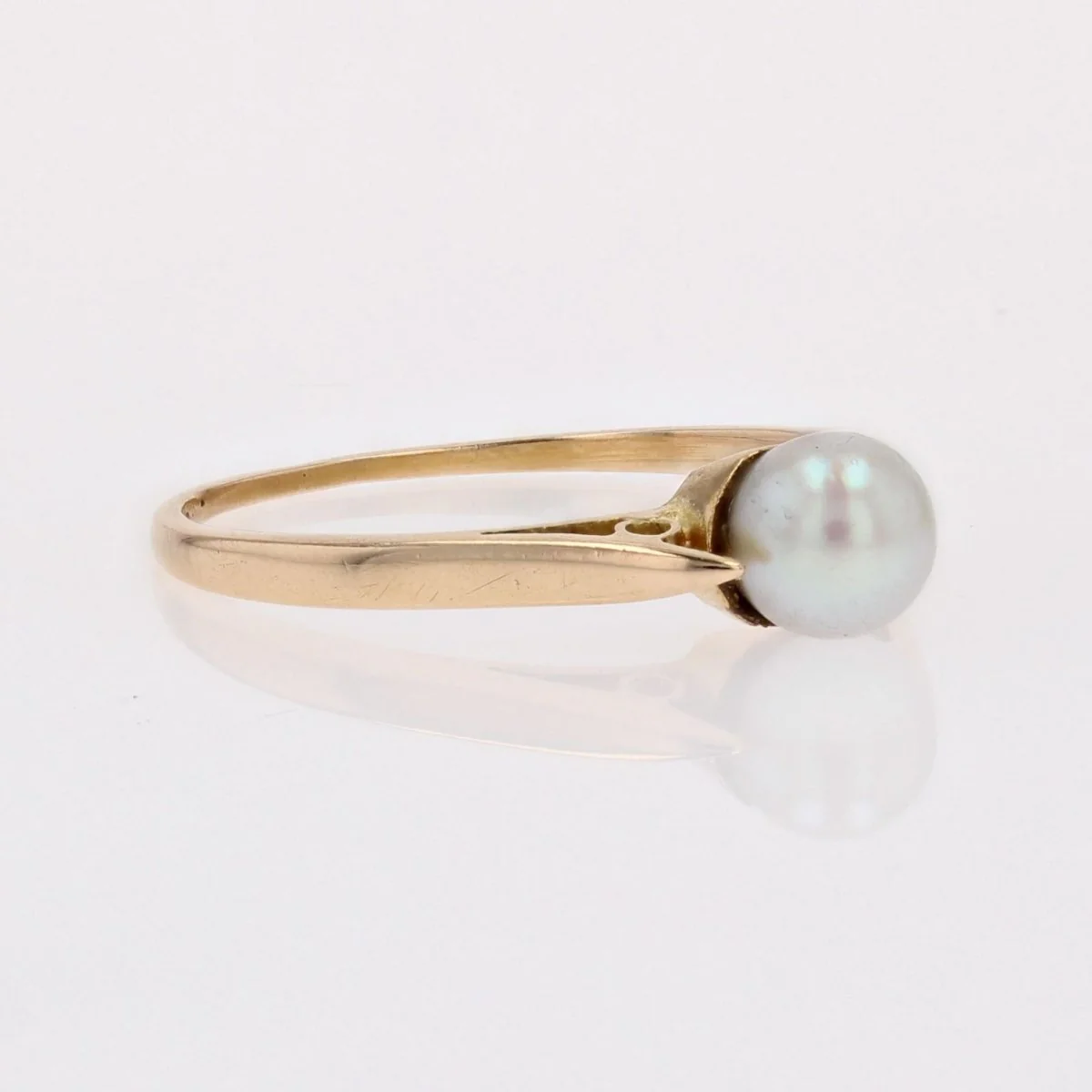 Solitaire ring in yellow gold and pearl - Image 5