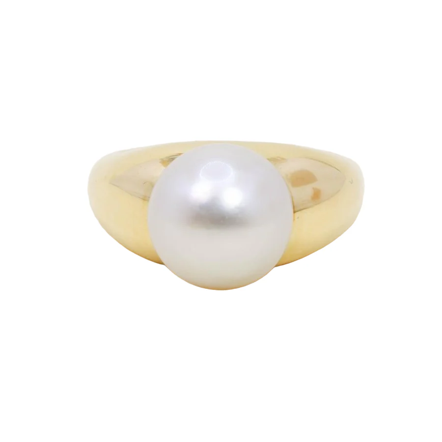 TECLA Ring rush yellow gold Button pearl