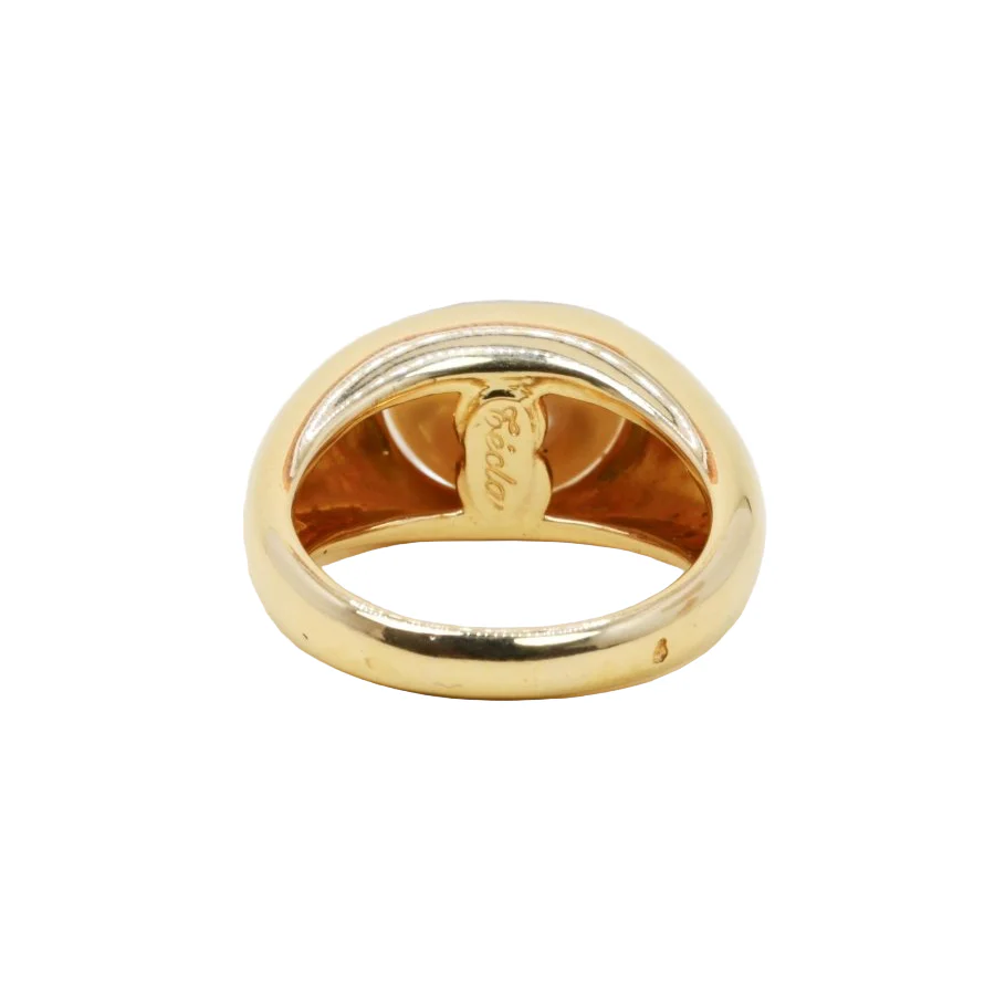 TECLA Ring rush yellow gold Button pearl - Image 3