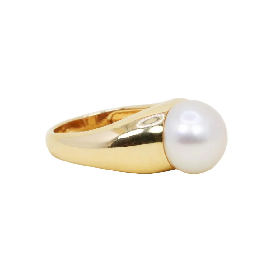 TECLA Ring rush yellow gold Button pearl - Image 4