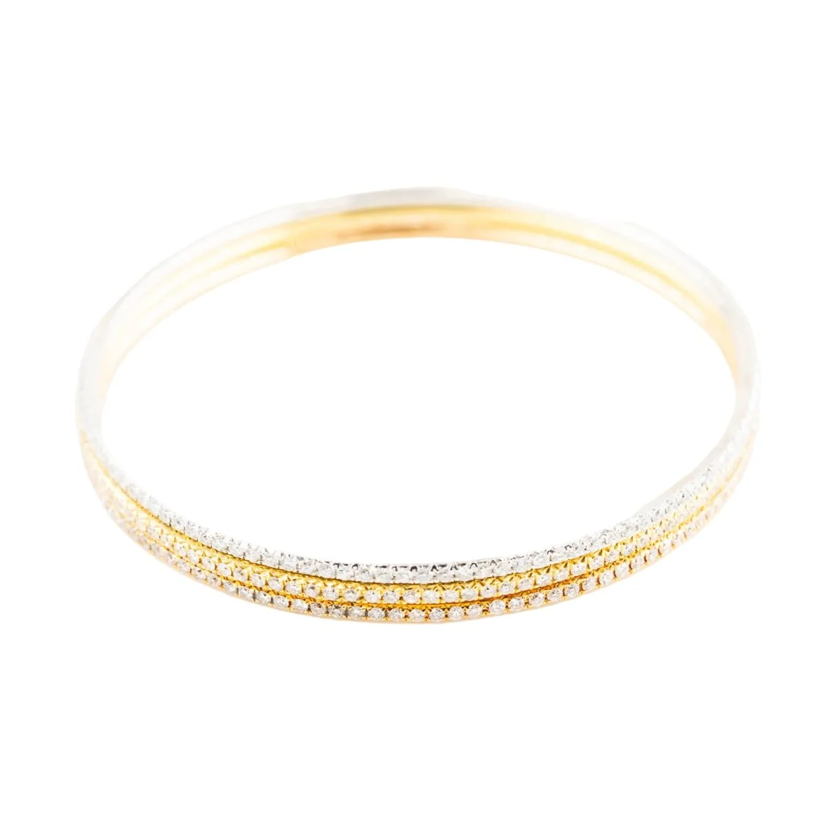 Three bangle bracelets in white gold, yellow gold, rose gold, and diamonds - Image 4