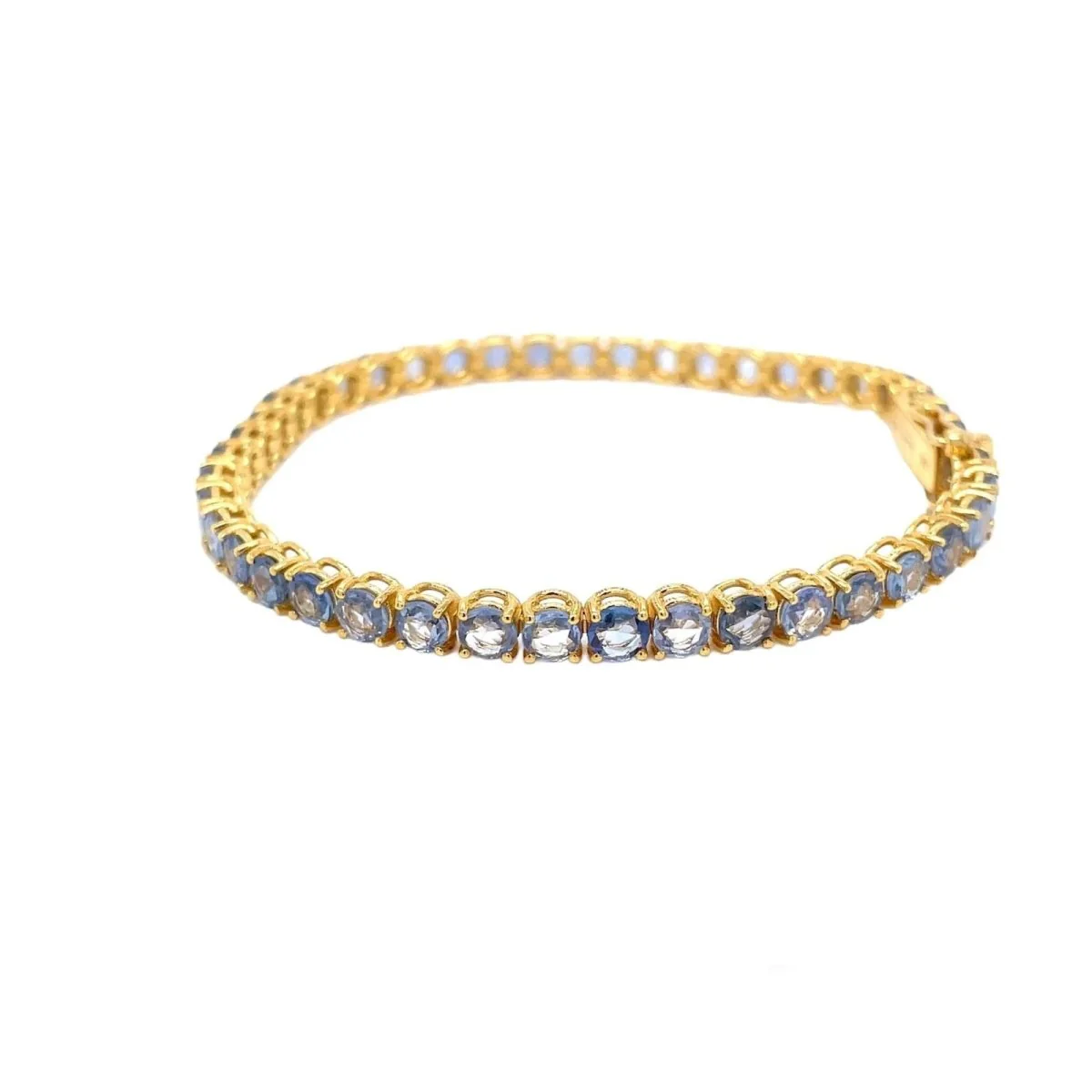 CTW 11 Natural Blu Sapphire Gold Tennis Bracelet - Image 9