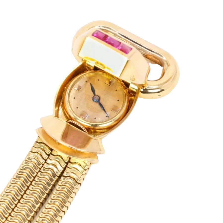 UTI Watch to secret tubogas yellow gold diamonds calibrated rubies - Image 3