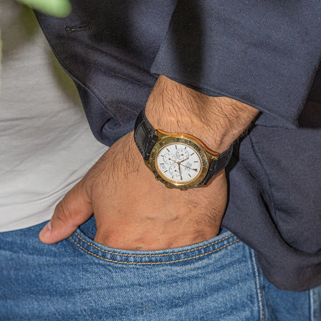 ZENITH “El Primero” Automatic Watch in yellow gold and leather - Image 2