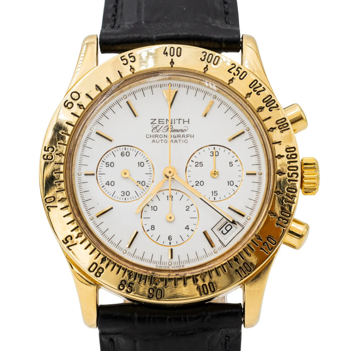 ZENITH “El Primero” Automatic Watch in yellow gold and leather - Image 3