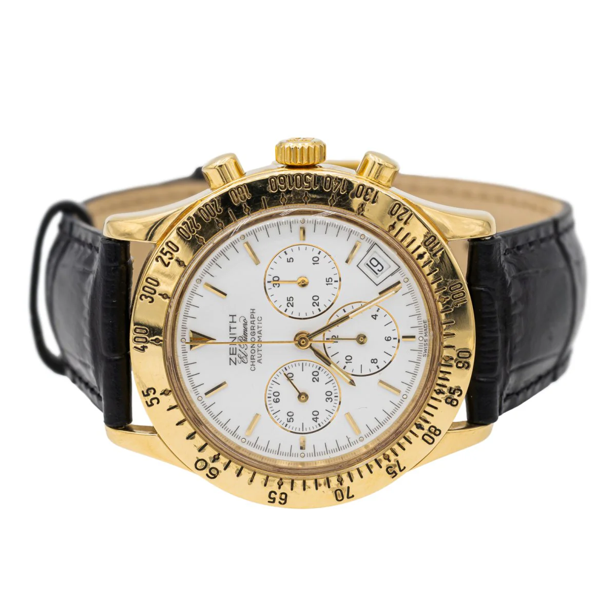 ZENITH “El Primero” Automatic Watch in yellow gold and leather - Image 5