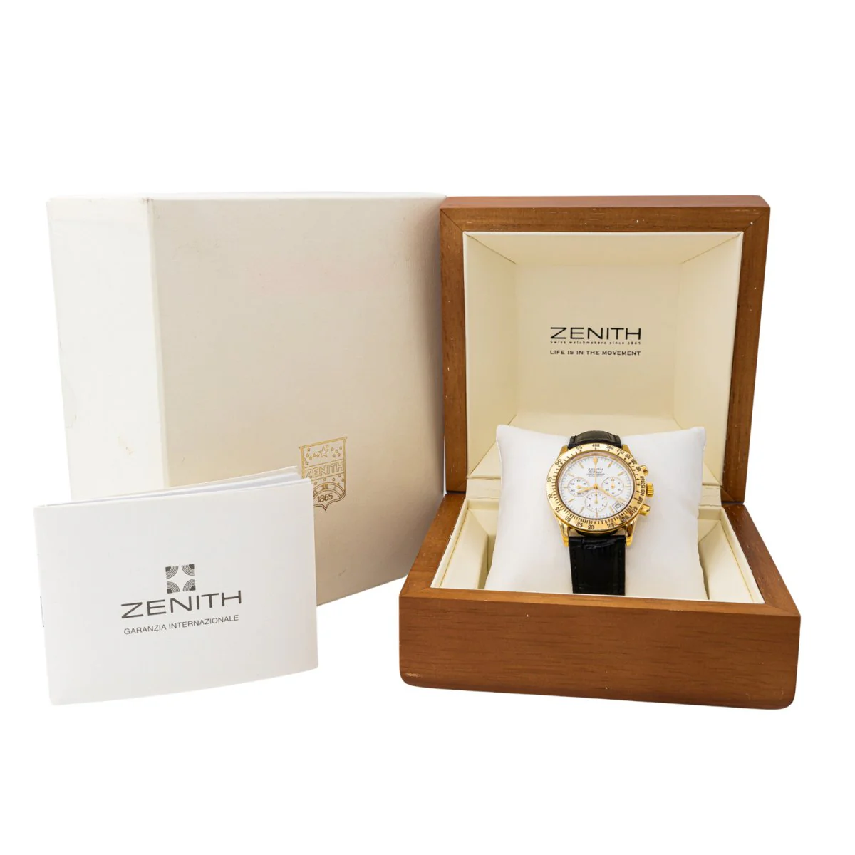 ZENITH “El Primero” Automatic Watch in yellow gold and leather - Image 6